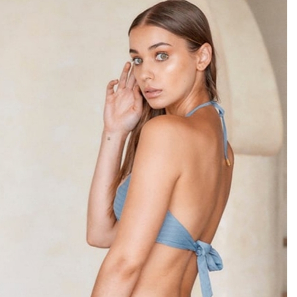 Monday Swimwear Light Blue Ribbed String Bikini - Picture 6 of 7